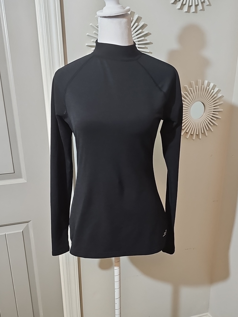 bcg Black Long-Sleeve Mock Neck Performance Top